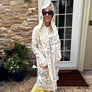 Fabulous Johnny Was -  Biya Embroidered Hooded Duster Coat/Jacket, sz S